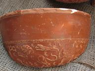 Click to enlarge Image of Samian Bowl showing detail of hunting scene